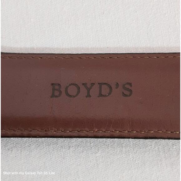 Boyd's Mens Belt 40 Waist Handmade USA Burgundy Brown Genuine Leather - Picture 10 of 13